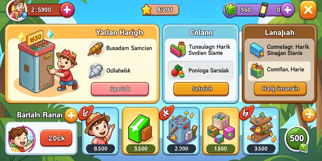 Tampilan level yang beragam dan penuh warna.