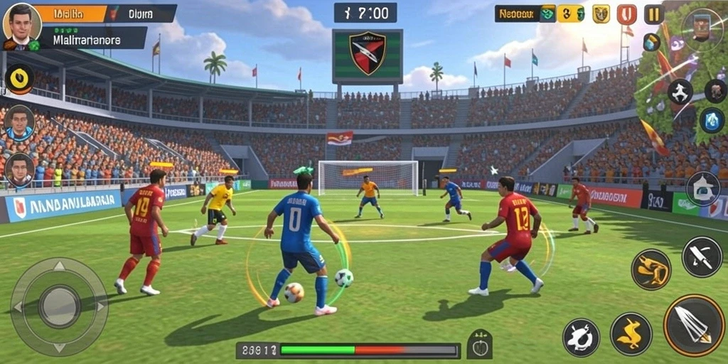 Tangkapan layar dari level menantang dengan berbagai rintangan.